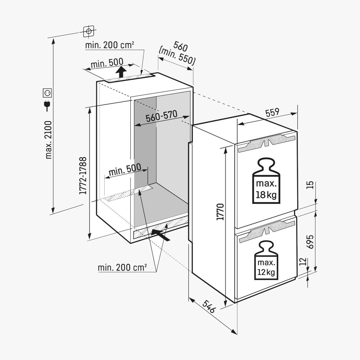 Liebherr Integrerbart køle-/fryseskab ICNe 5103 Pure