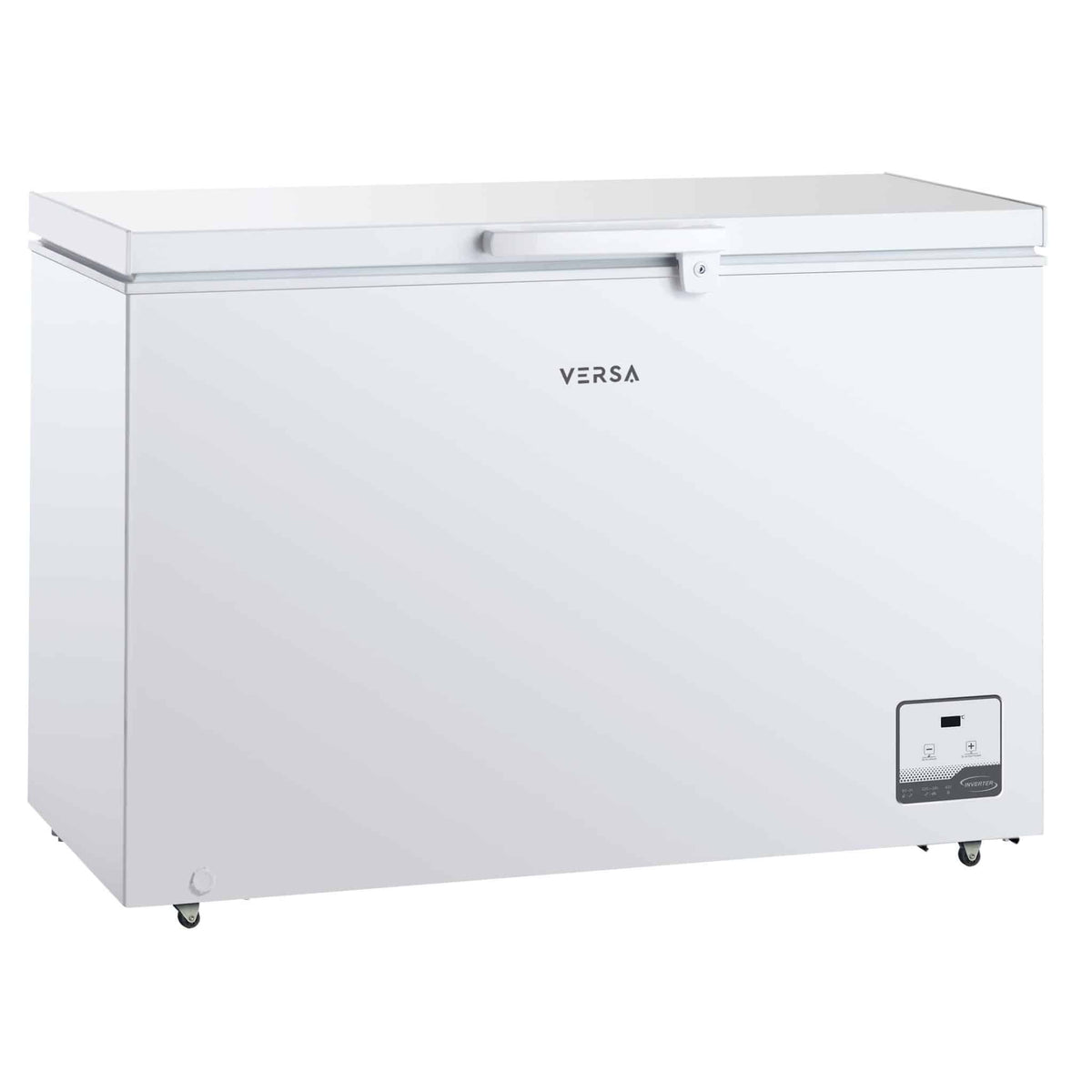 Hvid Versa kummefryser med låg og display på fronten